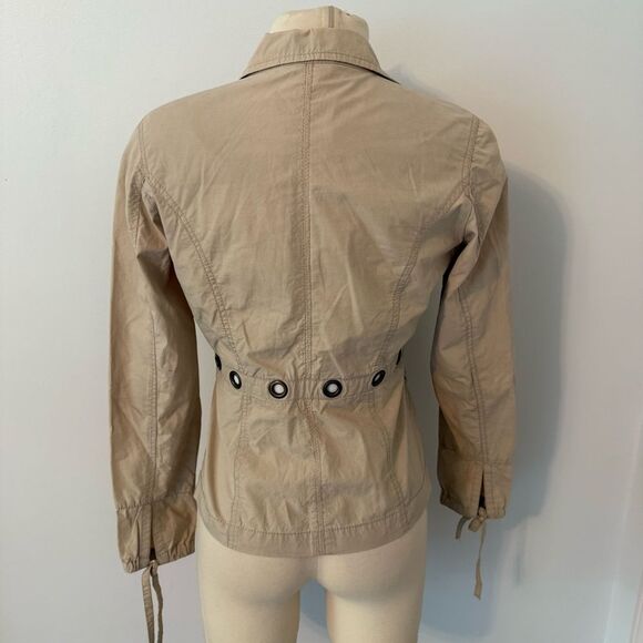Reebok RBK Beige Khaki Tie Front Rivet Utility Jacket Size Medium - Picture 5 of 9